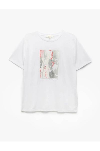 Koton Κοντό μανίκι Crew Neck Λευκό Γυναικείο T-shirt 5sak50118ek