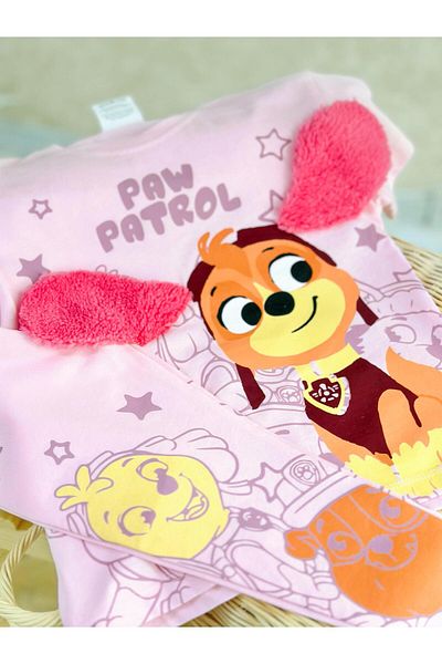 Magu Girls Paw Patrol Character Printed 2-Piece Set - T-Shirt with Ear Detail and Patterned Leggings
