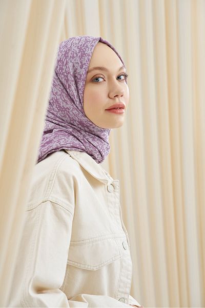 ARMANDA Drop Pattern Cotton Shawl - Lilac