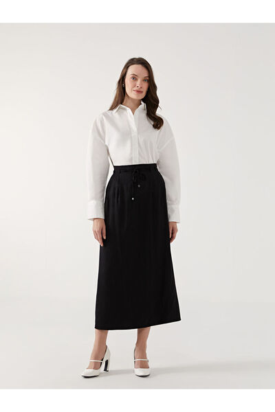 LC Waikiki Μαύρη γυναικεία φούστα σε γραμμή Α με χαλαρή εφαρμογή