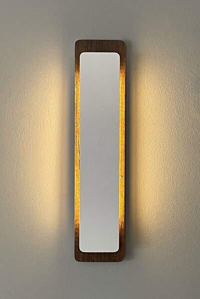 Emriba Ahşap Pilli Aplik Duvar Aydınlatması (CEVİZ - BEYAZ) - Günışığı 1 Adet