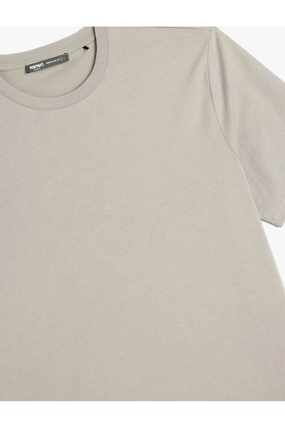 Koton Crew Neck Cotton Regular Fit Gray Men's T-Shirt 5Sam10063Hk