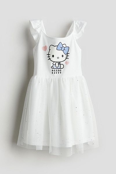 Daisy Dolly Girl's Glittery Tulle Detailed Cotton Dress