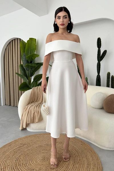 ZISHAN Madonna Collar Flared Cut Dress 167 - Cotton Fabric Evening & Graduation & Prom