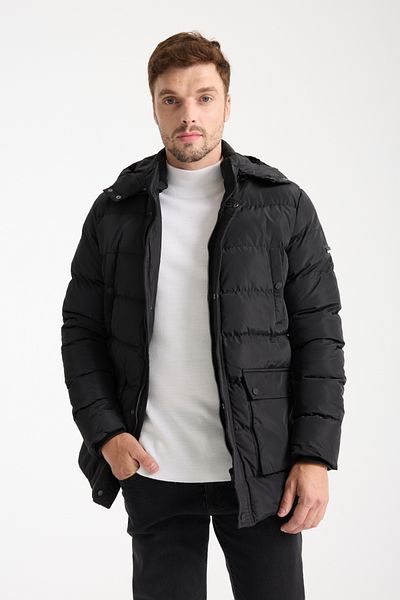 DYNAMO Men's Black Removable Hooded Puffer Jacket 3076