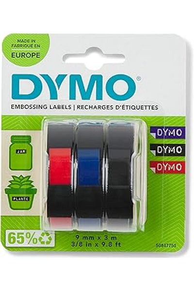 NcK Dymo 3D Plastic Embossing Ribbon (9mm X 3Mt) 3Pcs Black/Red/Blue - S 0847750