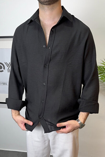ROY501 Ανδρικό λινό πουκάμισο Oversize Ανδρικό λινό πουκάμισο Λεπτό μακρύ μακρυμάνικο καλοκαιρινό πουκάμισο