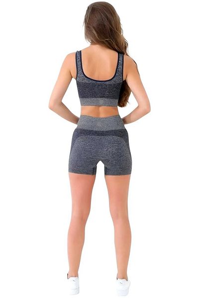 Gezen Çorap Women's Seamless Melange Fitness Yoga Pilates Sportsman Bustier Shorts Set
