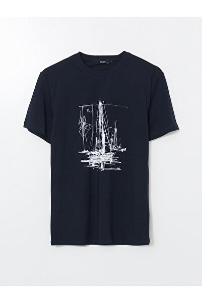 LC Waikiki Ανδρικό μπλουζάκι XSIDE Crew Neck με στάμπα χτενισμένο βαμβακερό