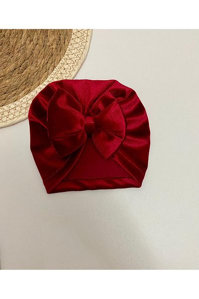 GÜNEŞ KİDS Double Layer Solid Color Baby Girl Bonnet with Bow 0-12 Months