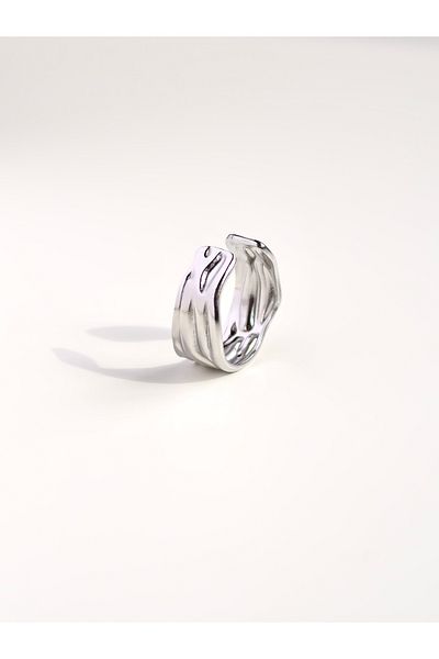 Roosvel Abstract Textured Steel Ring (Adjustable)