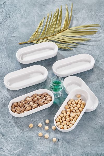 devigo 6 Pieces Oval Breakfast Snack Bowl Sauce Bowl Presentation Plate Set White