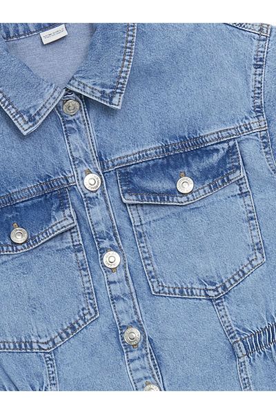 LC Waikiki New Season Short Sleeve Girl's Jean Shirt Dress - S5Ev19Z4