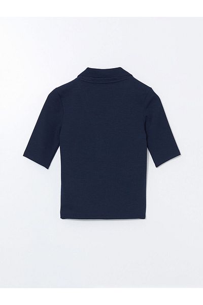 LC Waikiki Lcw Vision Navy Blue Polo Neck Textured Women's Body