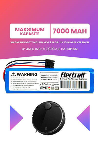 ELECTROLL Xiaomi Mi Robot Vacuum Mop 2 Pro Plus 3d Batarya (MAKSİMUM KAPASİTE...