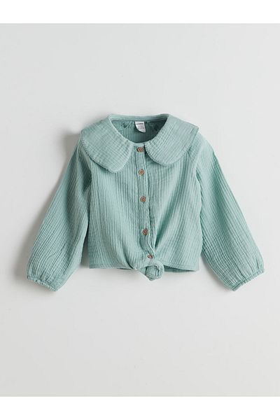 LC Waikiki LCW Kids Green Baby Collar Πουκάμισο και παντελόνι για κορίτσια 2 τεμ