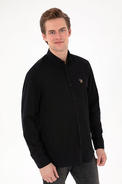 U.S. Polo Assn. Мъжка черна риза с дълъг ръкав, базова, 50298000-VR046
