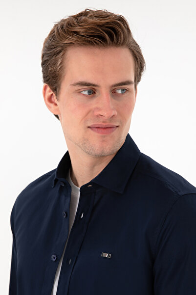 U.S. Polo Assn. Чоловіча темно-синя сорочка з довгими рукавами Basic 50298004-VR033