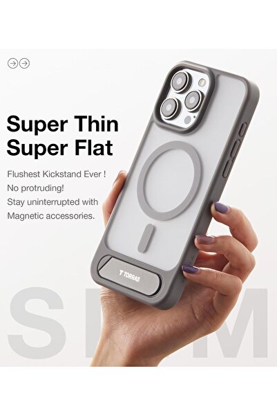 TORRAS حافظة MagSafe لهاتف iPhone 15 Pro Max: درجة عسكرية، رفيعة، غير لامعة، مع حامل قابل للتعديل، أرجواني