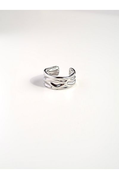 Roosvel Abstract Textured Steel Ring (Adjustable)