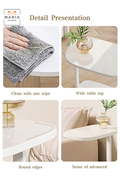 VALUE C-shaped side table with metal frame, sofa end table, and laptop stand table