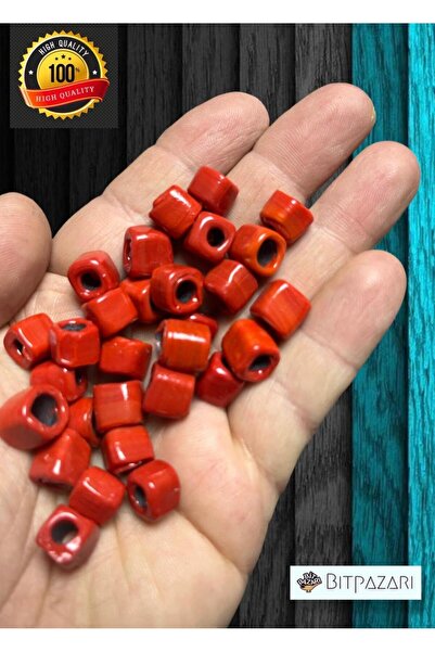 izmir Bitpazarı 6 Adet El yapımı Kare Cam Boncuk - Kolye ucu , Halhal ucu  - ...