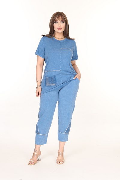 özle fashion Set de top și fund de mărime mare cu buzunare și detaliu de imprimare