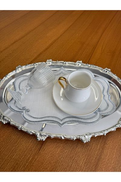 Smiling Home 2 bucăți lenjerie de culoare argintie cu model de iedera