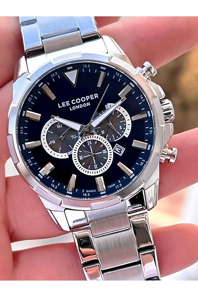 Lee Cooper 5 Atm Water Resistant Gray Steel Cord Men's Wrist Watch and Bracelet - All Functions Active Lc