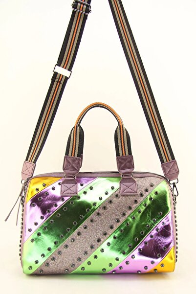 QUB CLUB Geantă de damă cu cilindru multicolor cu umăr casual