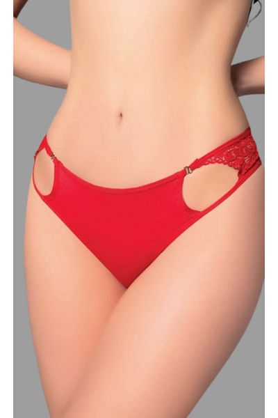 Cooqpoo Red S/M - L/Xl Size Front Round Gap Lace Women's Panties