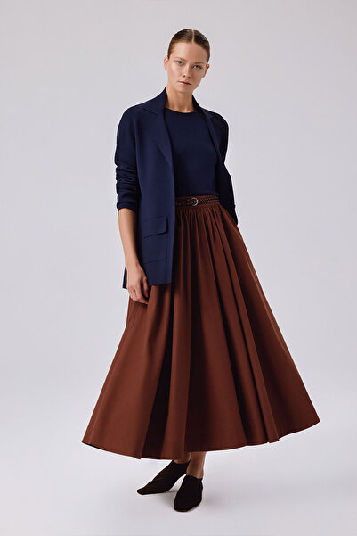 Triko Mısırlı Navy Blue V-Neck Buttoned Women's Jacket