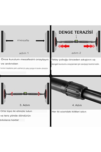 Tisul Yeni Nesil 72-95cm Koridor Kapı Barfiksi Barfix Aleti Çubuğu Çekme Barı Demiri Bar Demiri Brfiks