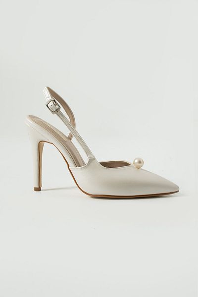 es exello Chiesa High Thin Heels Pearl Detail Bridal Shoes