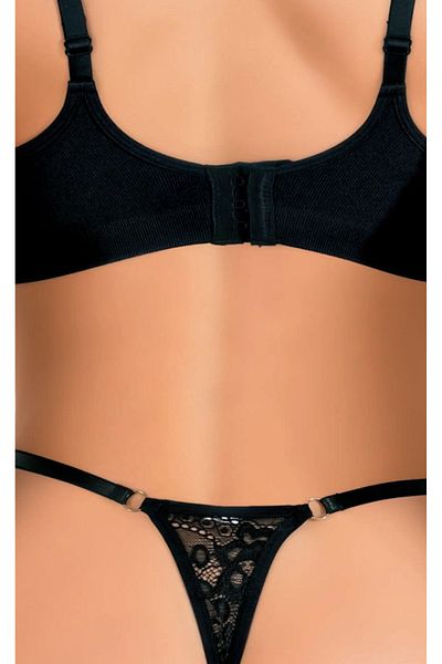 Cooqpoo Black S/M - L/Xl Size Garter Model Thong Women's Panties