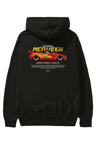 Ankhises Hanorac negru cu capuchon lung Lightning McQueen pentru bărbați și femei