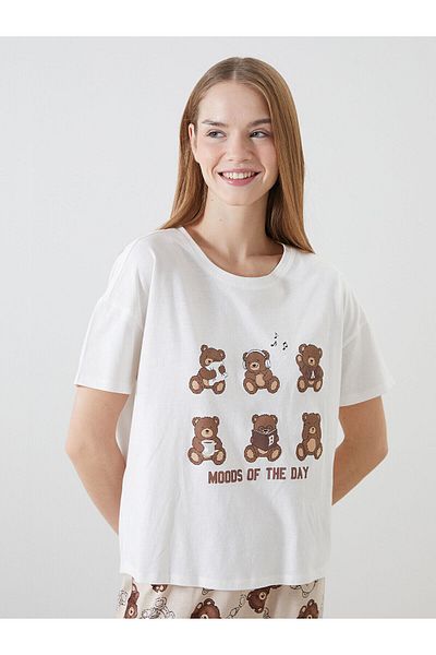 LC Waikiki Σετ γυναικεία πιτζάμες με στάμπα Crew Neck