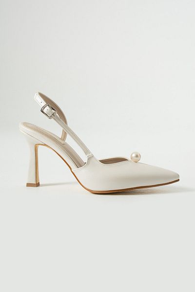 es exello Chiesa Mini Goblet Heels Pearl Detailed Bridal Shoes