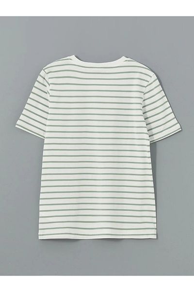 LC Waikiki Lcw Vision Green Bicycle Collar Striped Women's T-Shirt t t