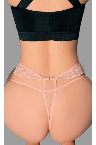Cooqpoo Powder S/M - L/Xl Size Women's Panties with Patterned Waist and String Braided Back