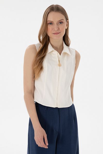 U.S. Polo Assn. Women's Cream Short Sleeve Shirt 50299510 -Vr071