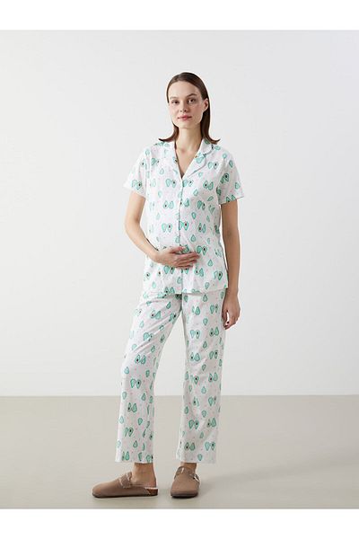 LC Waikiki Lcwk Shirt Collar Patterned Maternity Pajamas Set