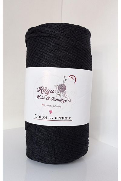 rüya hobi Τσάντα από βαμβακερό μακραμέ 3mm, Supla, Runner Yarn Black 270