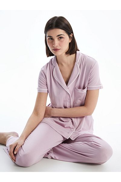 LC Waikiki Дамски пижамен комплект с яка на риза