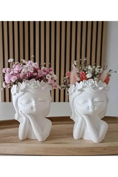 YaHa Dekoratif Boyamalık Hediyelik 2'li Mini Melek Saksı Kendin Yap Set