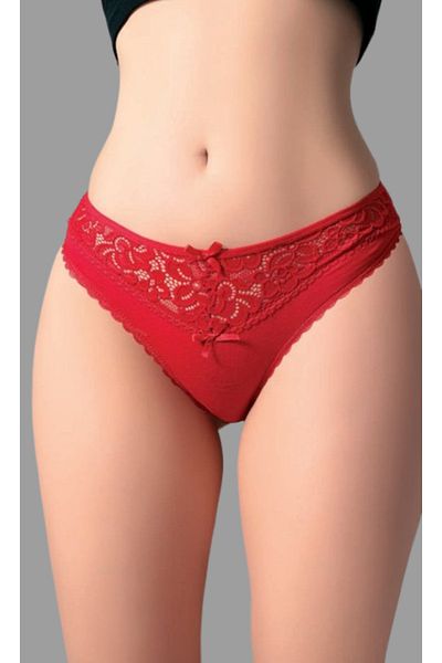 Cooqpoo Red S/M - L/Xl Size Lace Combed Cotton Women's Panties
