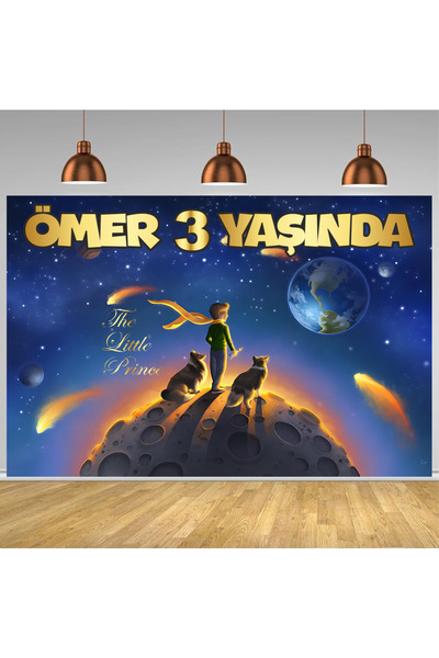 Home Özel İsimli Küçük Prens Temalı Doğum Günü Afişi Duvar Pankart (130x90 cm)