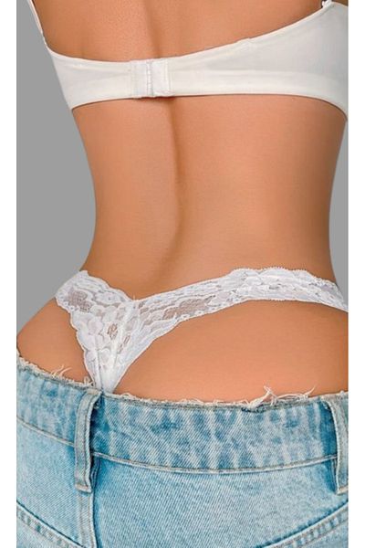 Cooqpoo Λευκό S/M - L/XL Μέγεθος Δαντέλα Χοντρό Γυναικείο Σλιπ στρινγκ