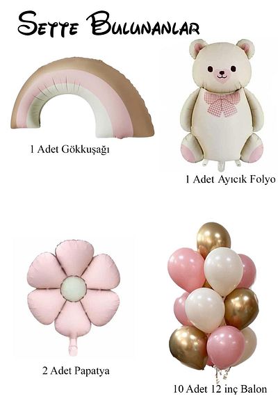 Patladı Gitti Baby Shower Retro Daisy Themed Baby Girl Celebration Set