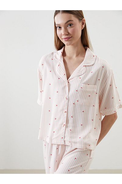 LC Waikiki Shirt Collar Printed Women's Pajamas Set